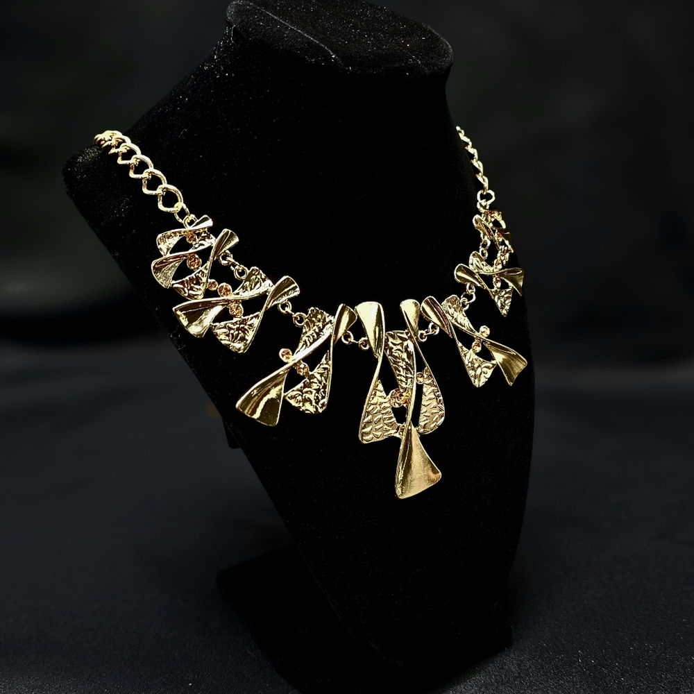 'Sands of Time' Gold Blockbuster Costume Necklace & Matching Earrings Paparazzi